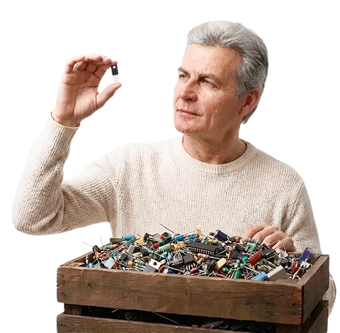 Человек с радиодеталями